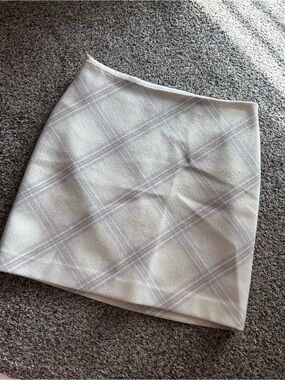 White House Black Market | cream & purple plaid mini skirt